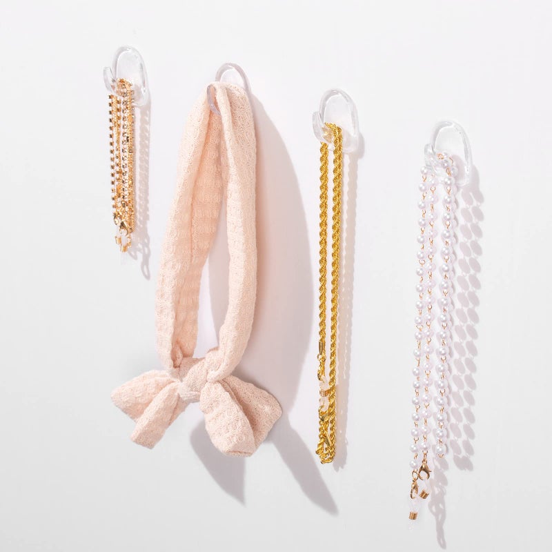 Queekay 30 Pieces Clear Adhesive Wall Hooks for Hanging, Transparent Reusable Seamless Hooks Small Acrylic Sticky Hangers with Non Marking Sticker for Kitchen Bathroom Bedroom Office - Image 5